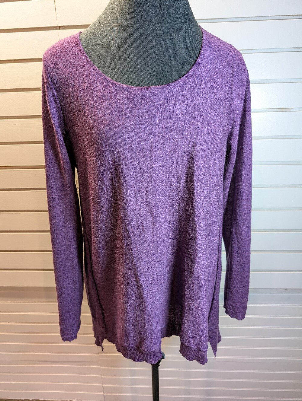 Eileen Fisher Lavender High-low Wool Blend Tunic Sweater Arifcan Violet M EUC
